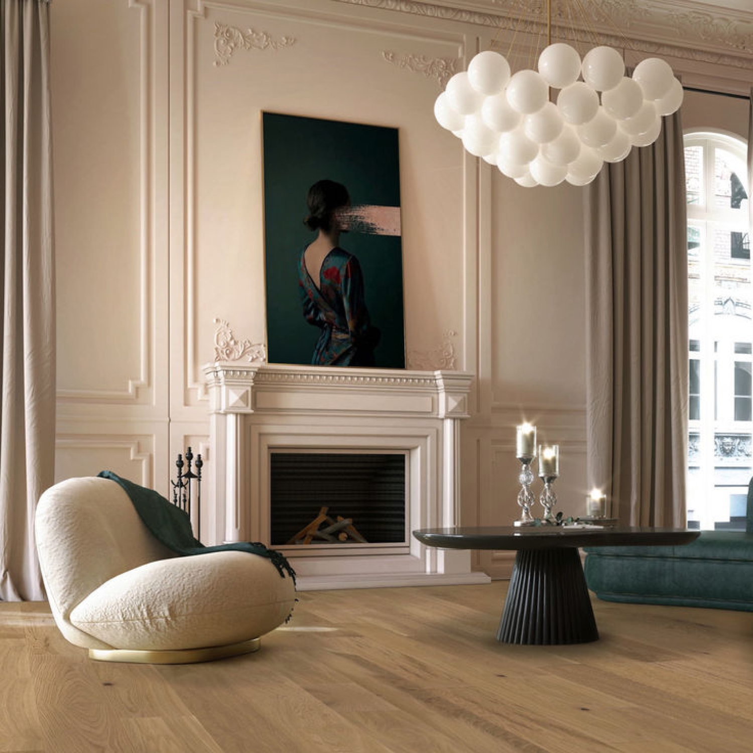 Library with floor-to-ceiling built-ins, wide crown, and wainscoting, WaterSound